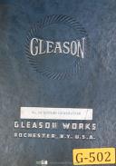 Gleason-Gleason No. 16 Hypoid Generator, Parts list Manual Year (1937)-No. 16-01
